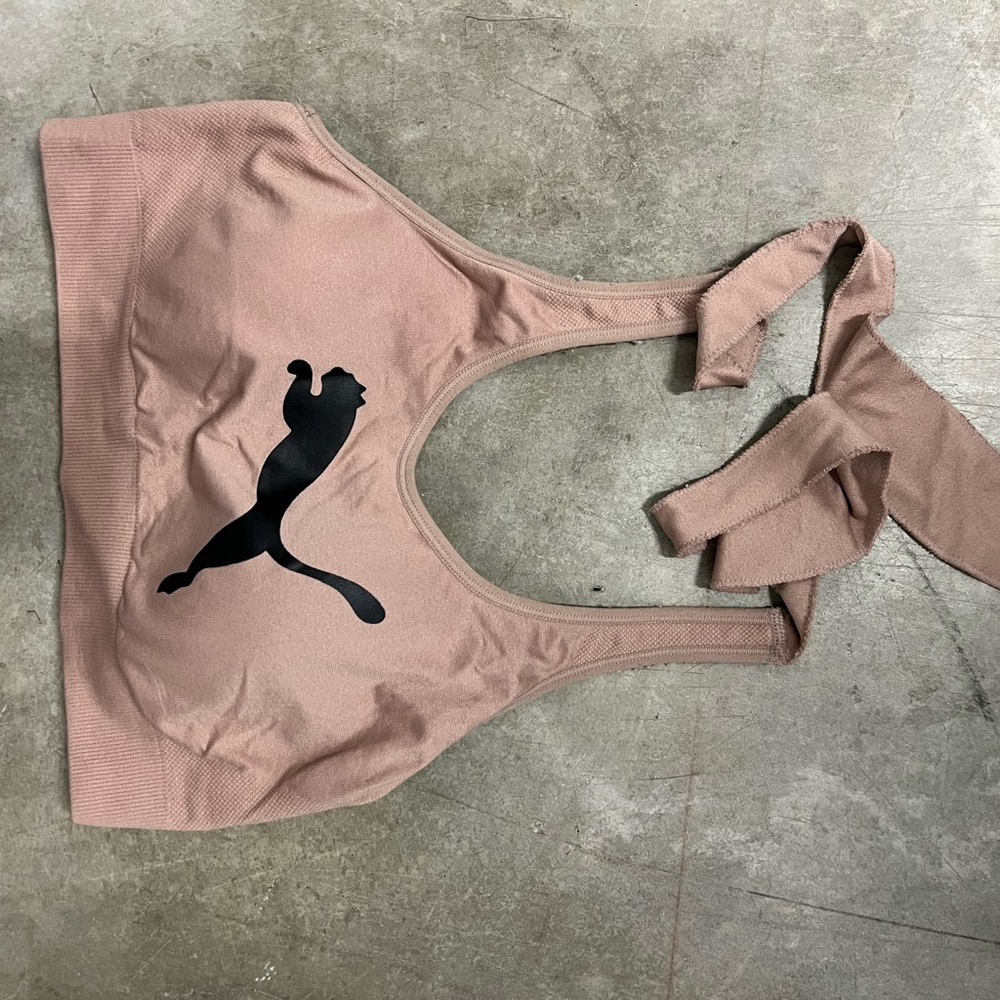 Pink puma halter sports bra